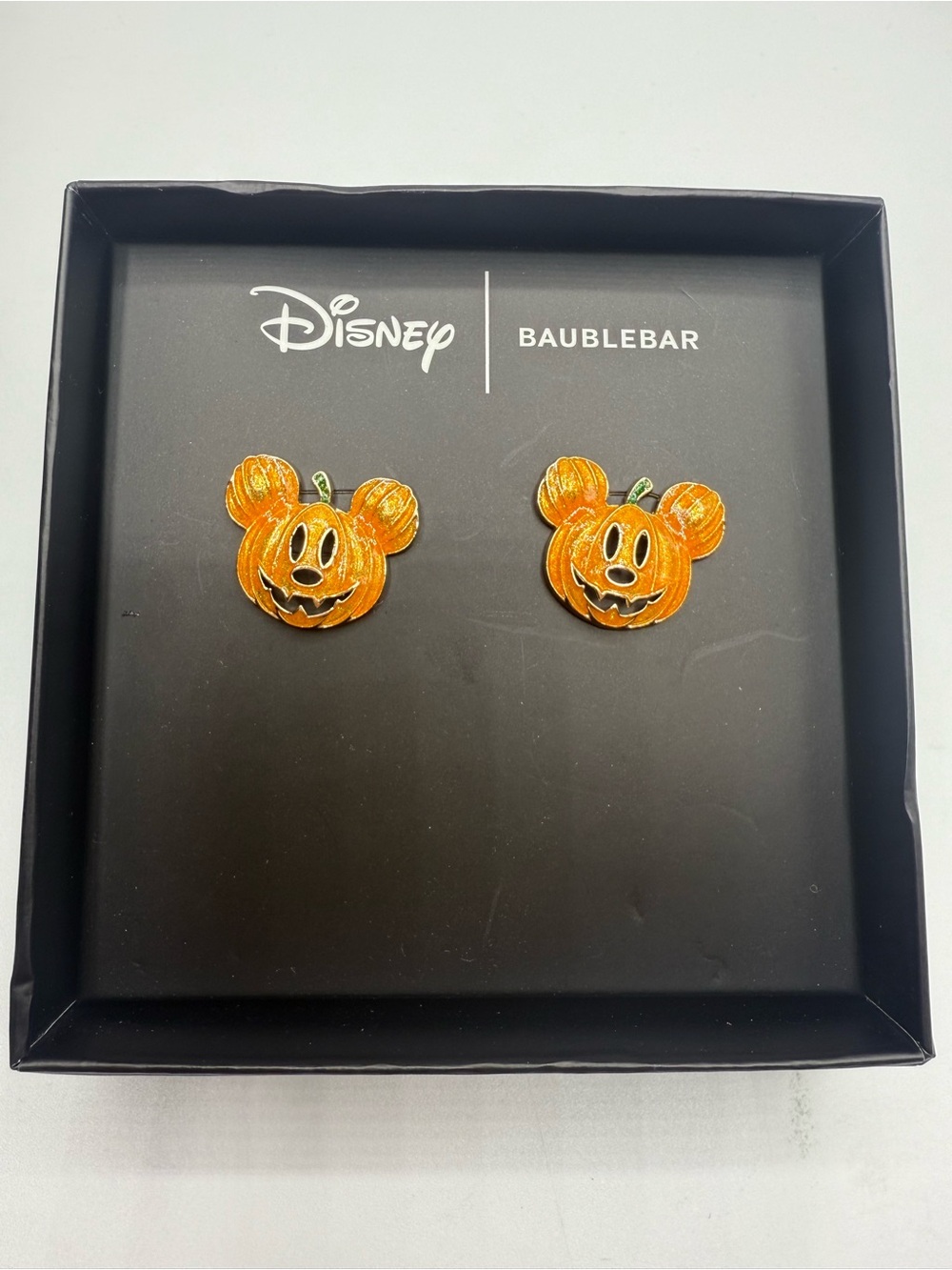 Disney x BaubleBar Mickey Jack-O’-Lantern Pumpkin Stud Earrings Halloween NIB